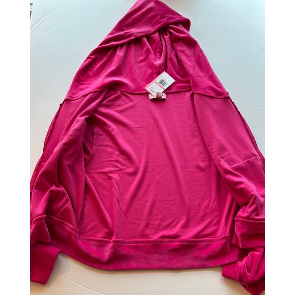 Juicy Couture Hot Pink Velour Y2K Style Hoodie Rhinestone Back Zip Jacket XL NWT - Picture 9 of 13